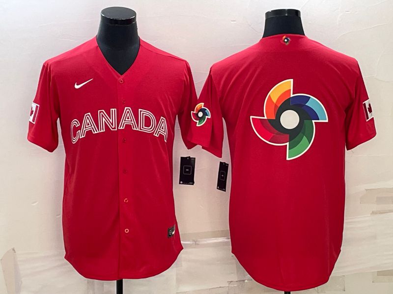Men 2023 World Cub Canada Blank Red Nike MLB Jersey6->more jerseys->MLB Jersey